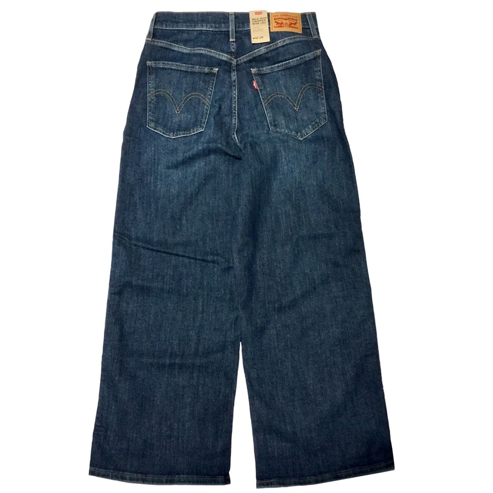 LEVI’S Mile High Wide Leg Crop Red Pipe Down Jeans, Dark Wash Sz 10 W30 L25 NWT - Picture 9 of 16
